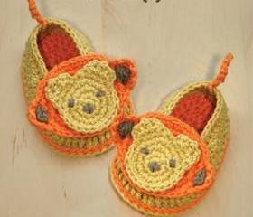 Monkey Baby Booties Crochet PATTERN, SYMBOL DIAGRAM (pdf)
