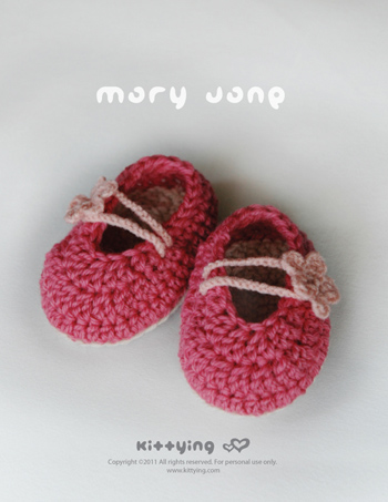Pinky Red Mary Jane Baby Booties Crochet PATTERN, PDF ...